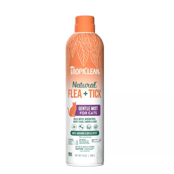 NEW!TropiClean Natural Flea + Tick Gentle Spray Mist for Cats - Picture 2 of 7